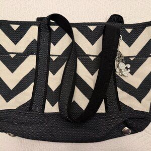 Chevron Tote Bag with Pink & White Lining (New)